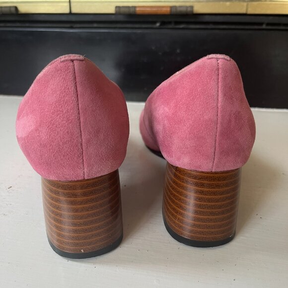 Women Dusty Pink Suede Round Toe Mid Heels Size 5 / 35 - Picture 3 of 4